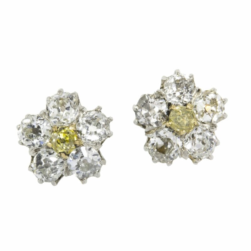 A Pair Of Diamond Cluster Stud Earrings