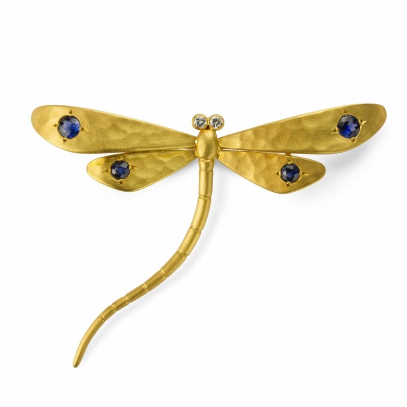A Gold And Sapphire Dragonfly Brooch