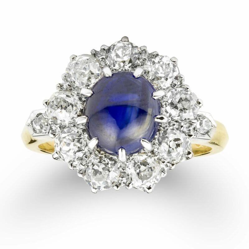 A Sapphire And Diamond Cluster Ring