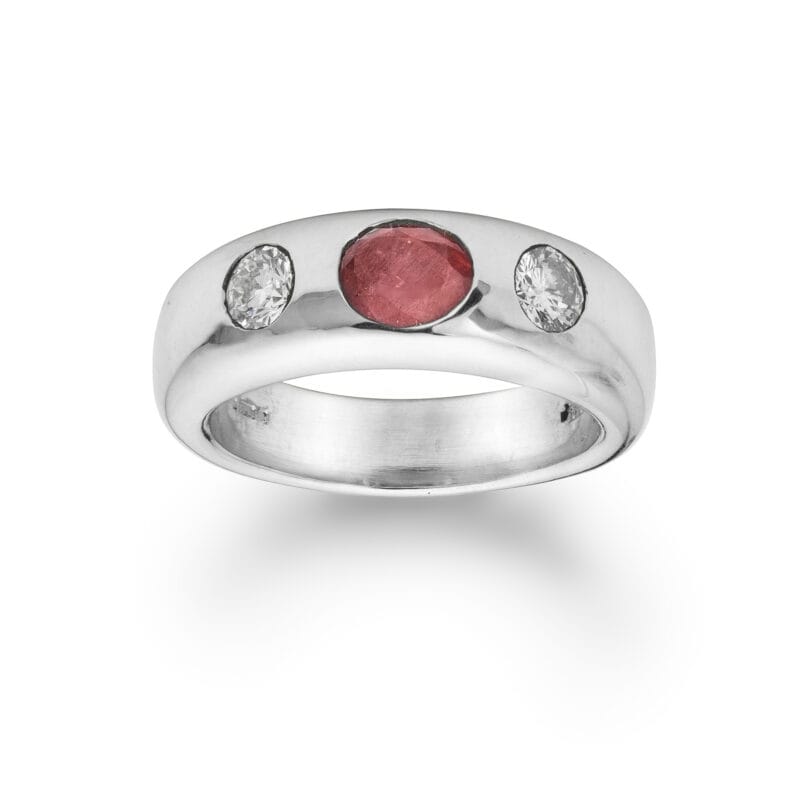 A Platinum Ruby And Diamond Gypsy Ring