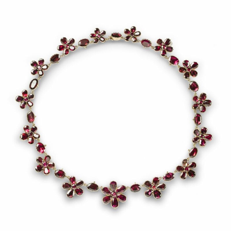 A Georgian Garnet Floral Necklace