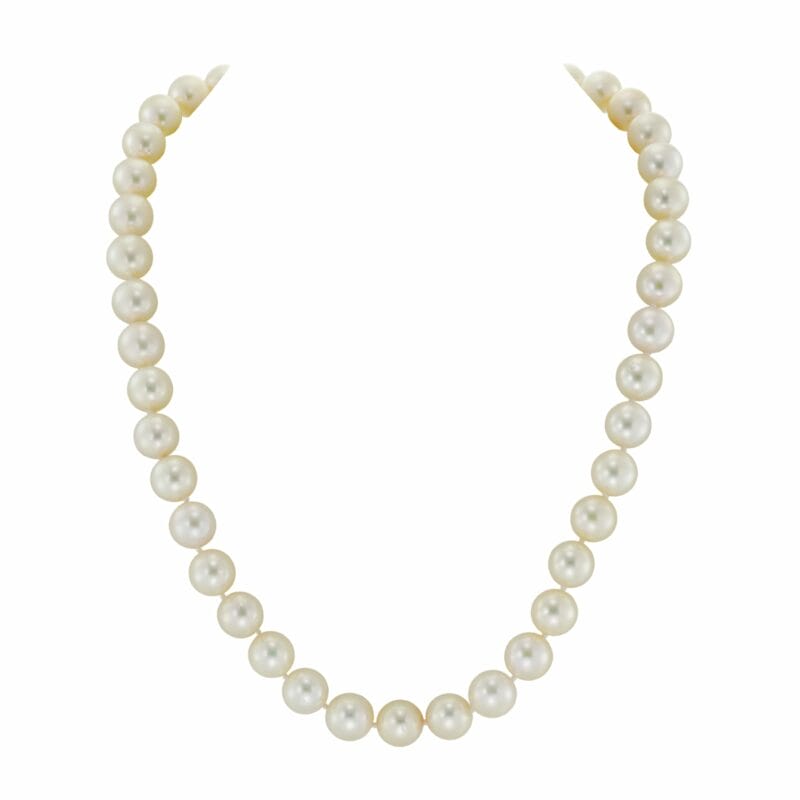 A Cultured Pearl Necklace With Gold Ball Magnetic Clasp