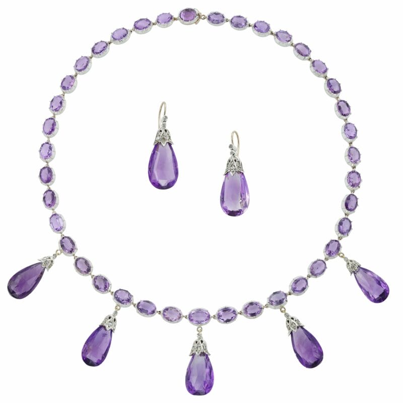 A Late Victorian Amethyst Necklace & Earrings