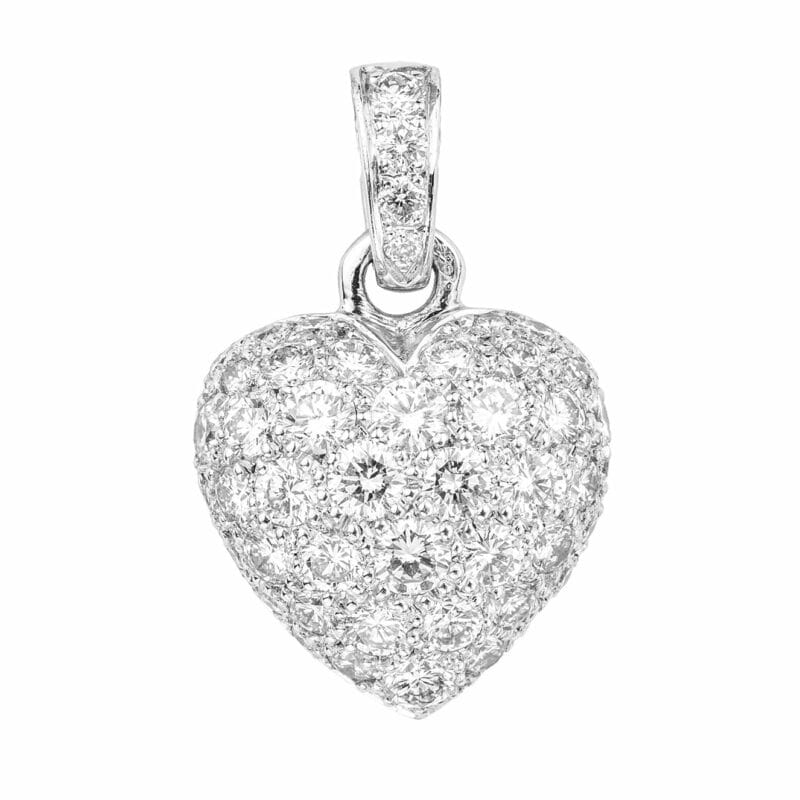 A Cartier Pave Diamond And Heart Pendant