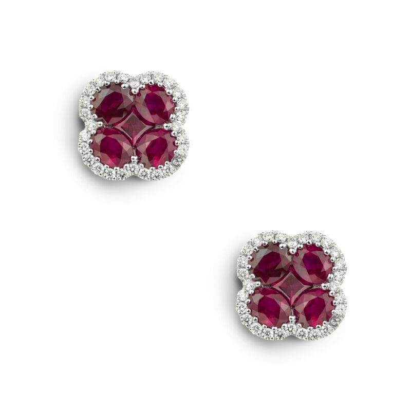 A Pair Of Diamond And Ruby Earrings