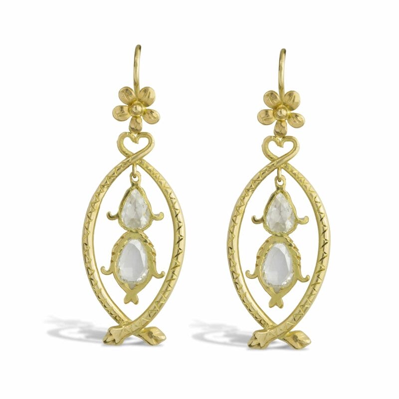 A Pair Of Yellow Gold And Diamond-set Serpent Earrings