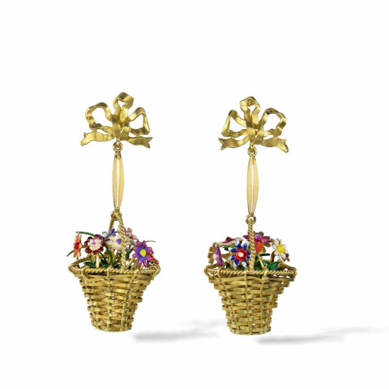 A Pair Of Flower And Basket Earring