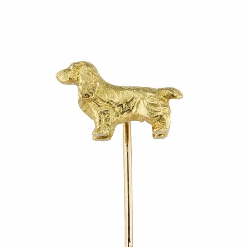 A Yellow Gold Spaniel Dog Stickpin