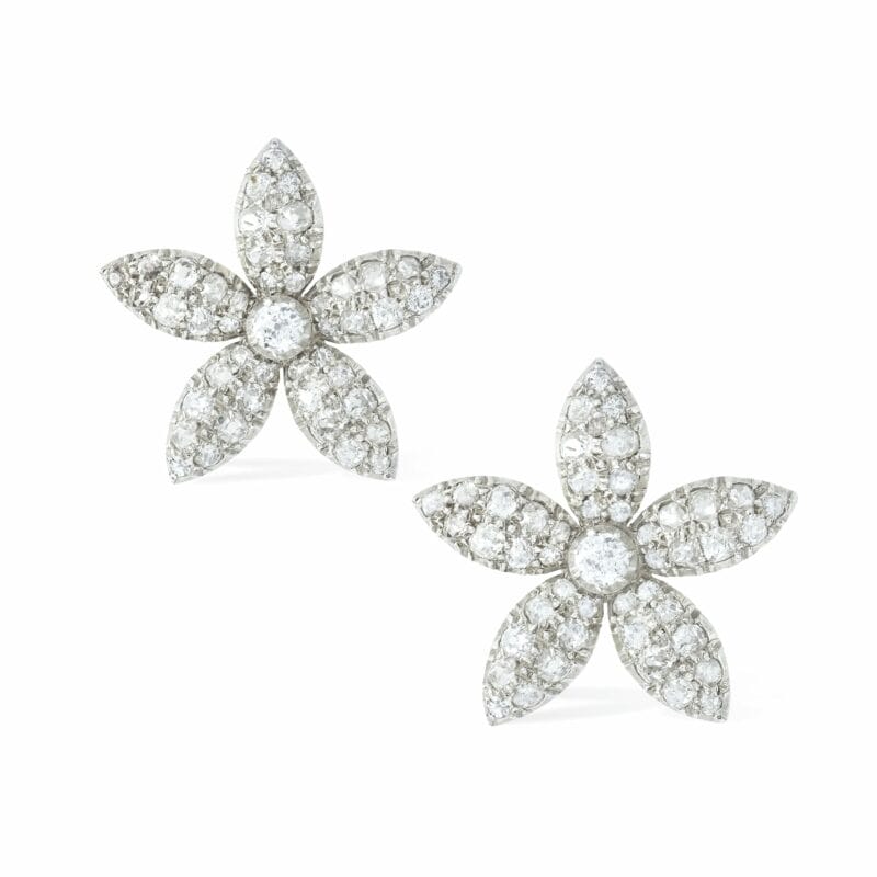 A Pair Of Victorian Jasmine Petal Diamond Earrings