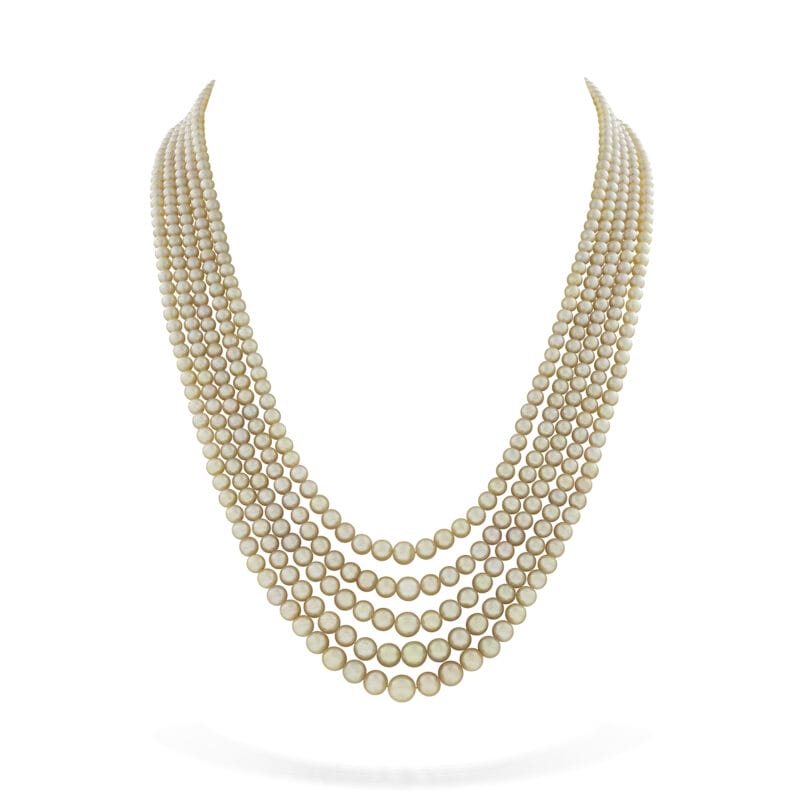 An Important Natural Pearl And Diamond Necklace