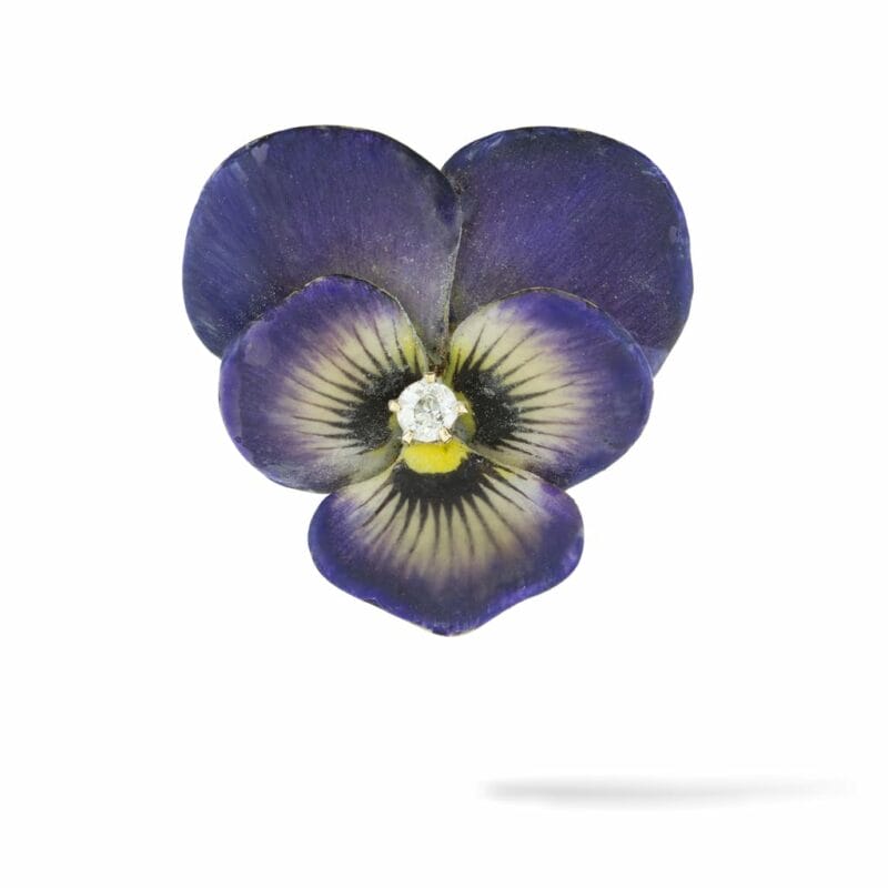 An Antique American Enamel And Diamond Pansy Brooch