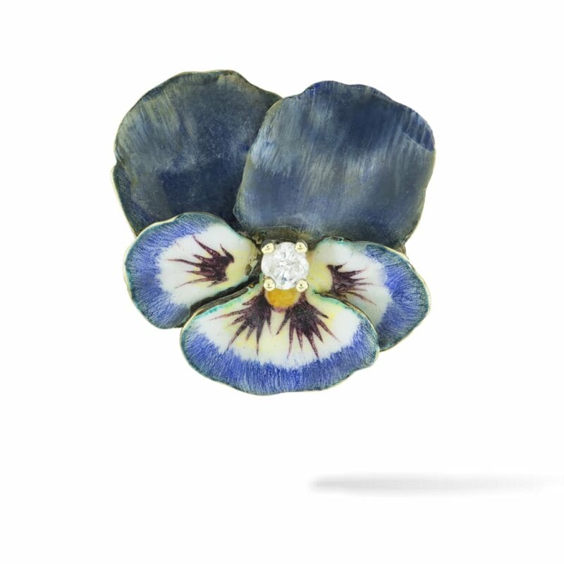An Antique Enamel And Diamond Pansy Brooch