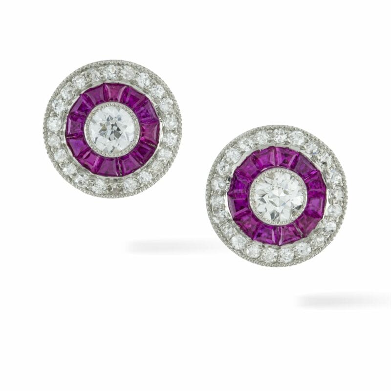 A Pair Of Edwardian Ruby And Diamond Earrings