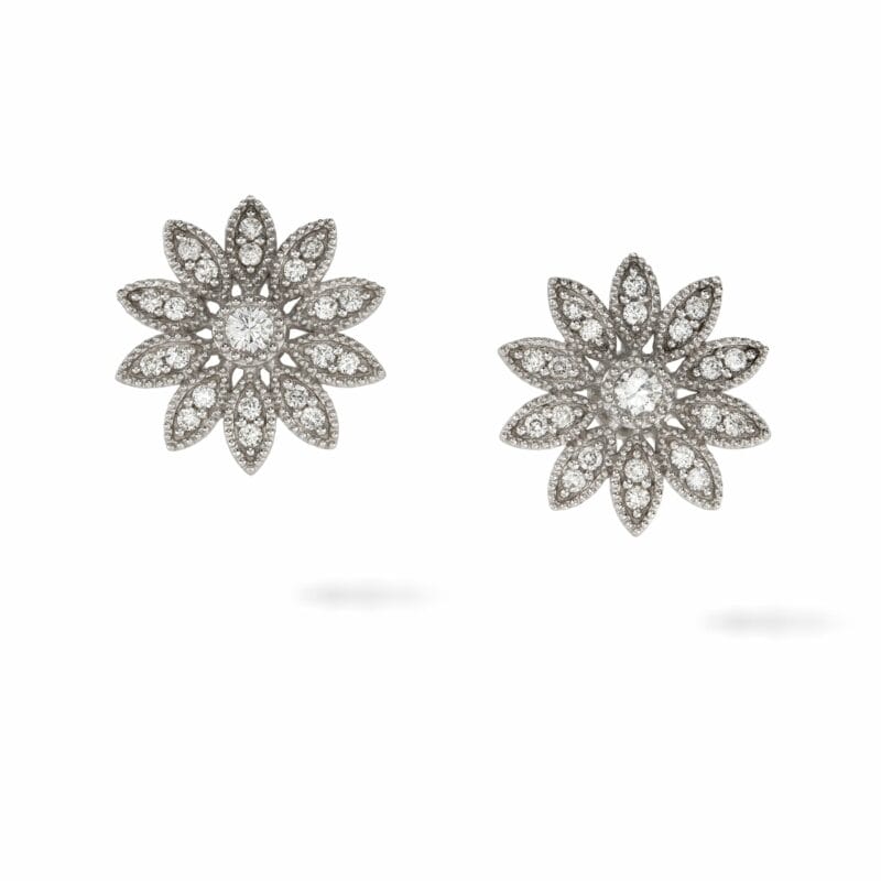 A Pair Of Diamond-set Daisy Cluster Earrings