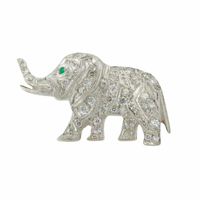 A Diamond-set Elephant Brooch