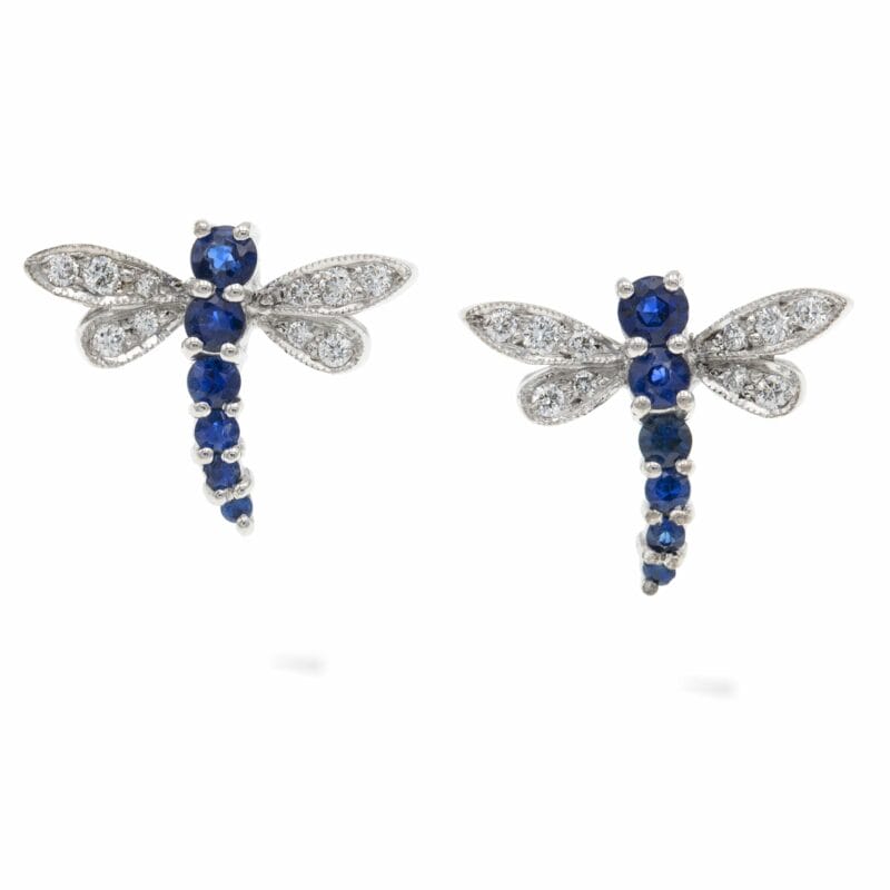 A Pair Of Sapphire And Diamond Dragonfly Earrings
