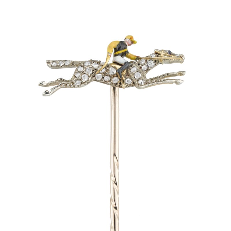 An Edwardian horse and jockey stick-pin