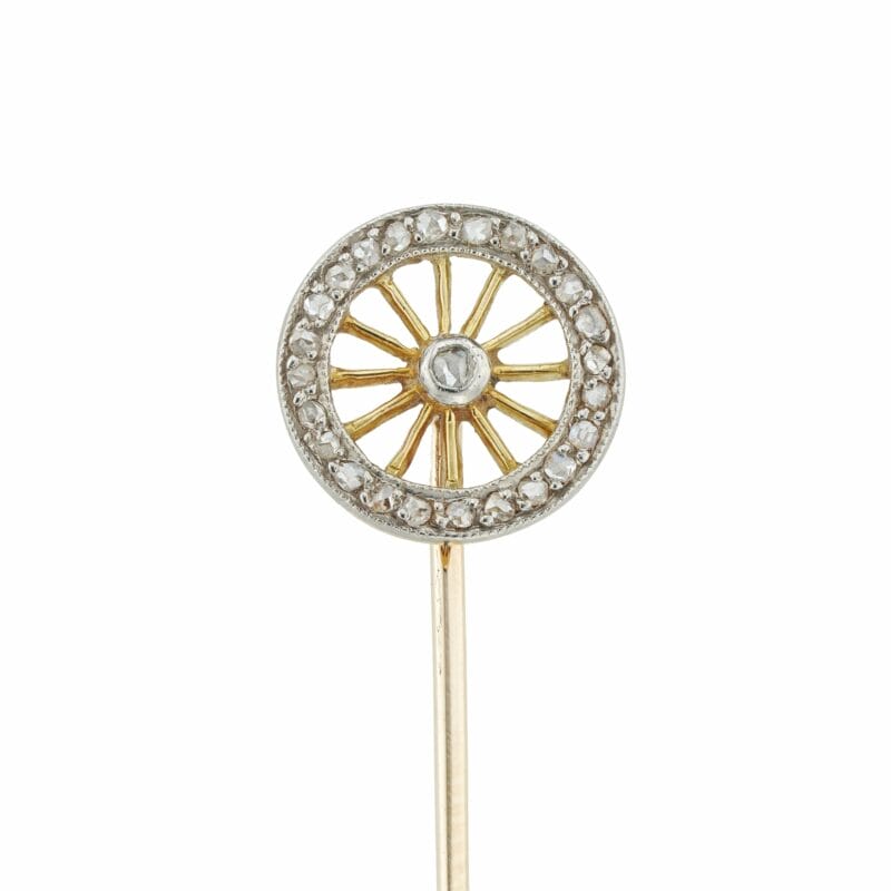 An Edwardian Diamond-set Wheel Stick-pin
