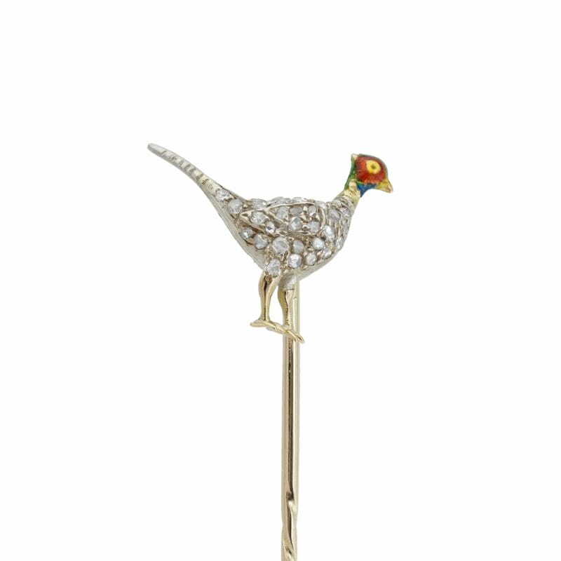 A Victorian Diamond And Enamel Pheasant Stick Pin