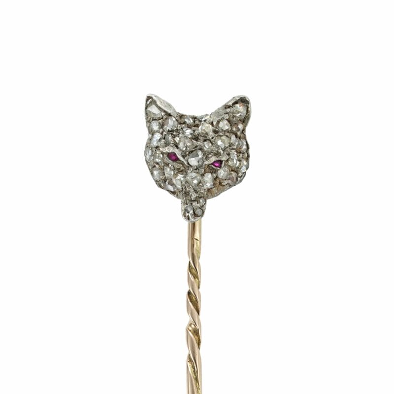 A Late Victorian Diamond-set Fox Stick-pin