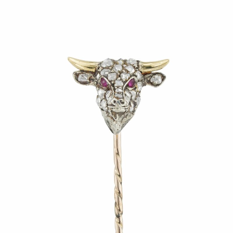 A Late Victorian Diamond-set Bull’s Head Stick Pin