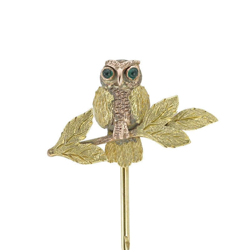 A Victorian Gold Owl Stick-pin