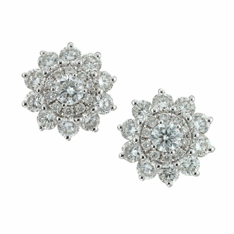 A Pair Of Diamond Cluster Earrings