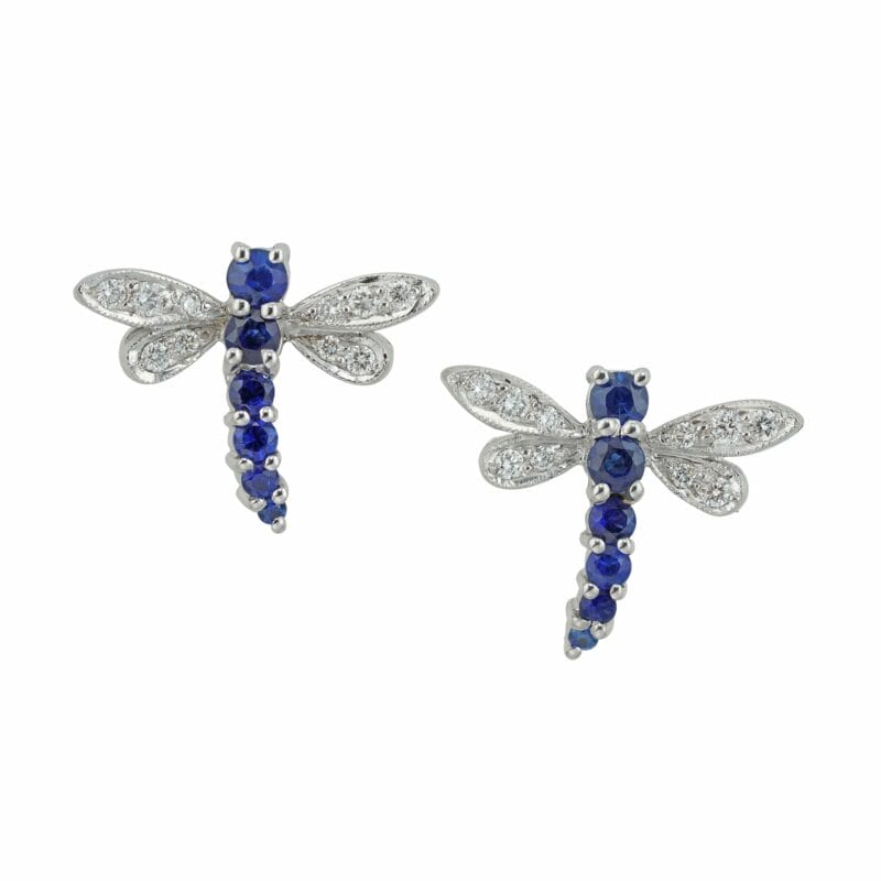 A Pair Of Sapphire And Diamond Dragonfly Earrings