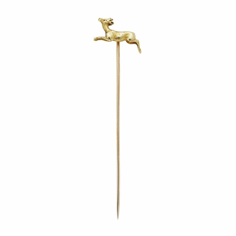 A Belle Époque gold buck stick pin