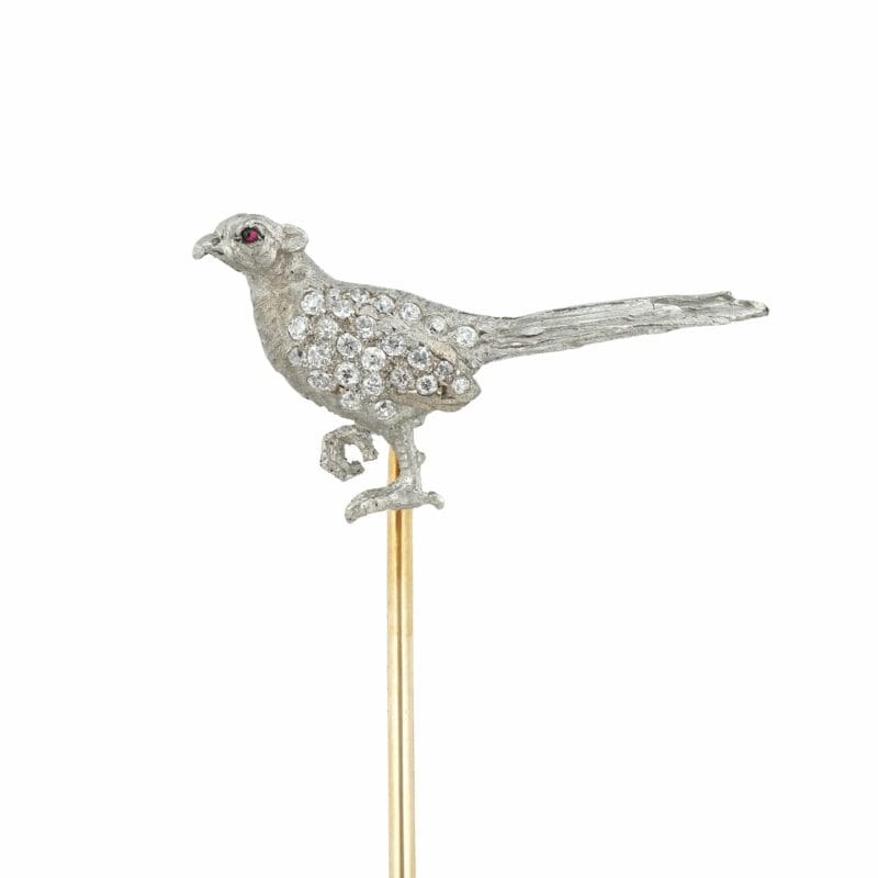 A Late Victorian Diamond-set Pheasant Stick-pin