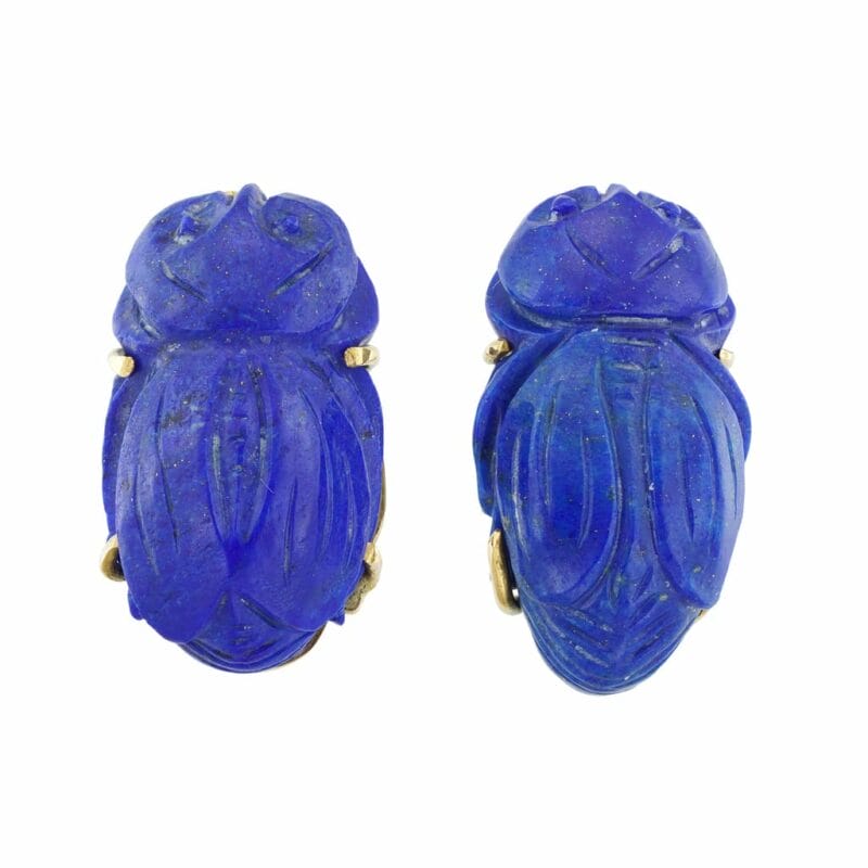 A Pair Of Lapis And Gold Scarab Cufflinks