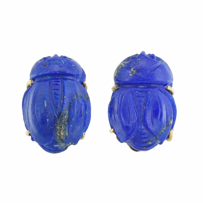 A Pair Of Lapis And Gold Scarab Cufflinks
