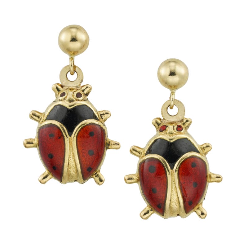 A pair of ladybird drop earrings