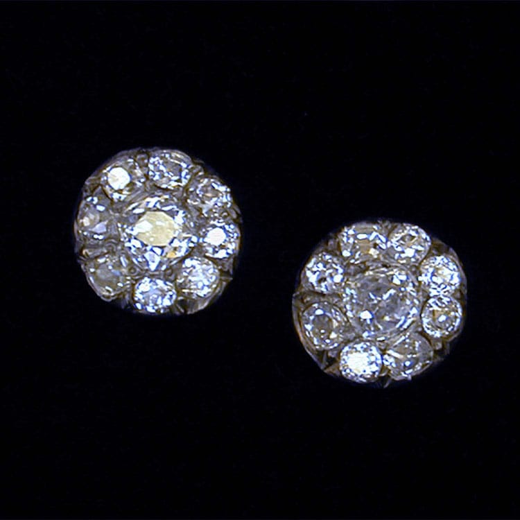 A Pair Of Georgian Diamond Cluster Earstuds