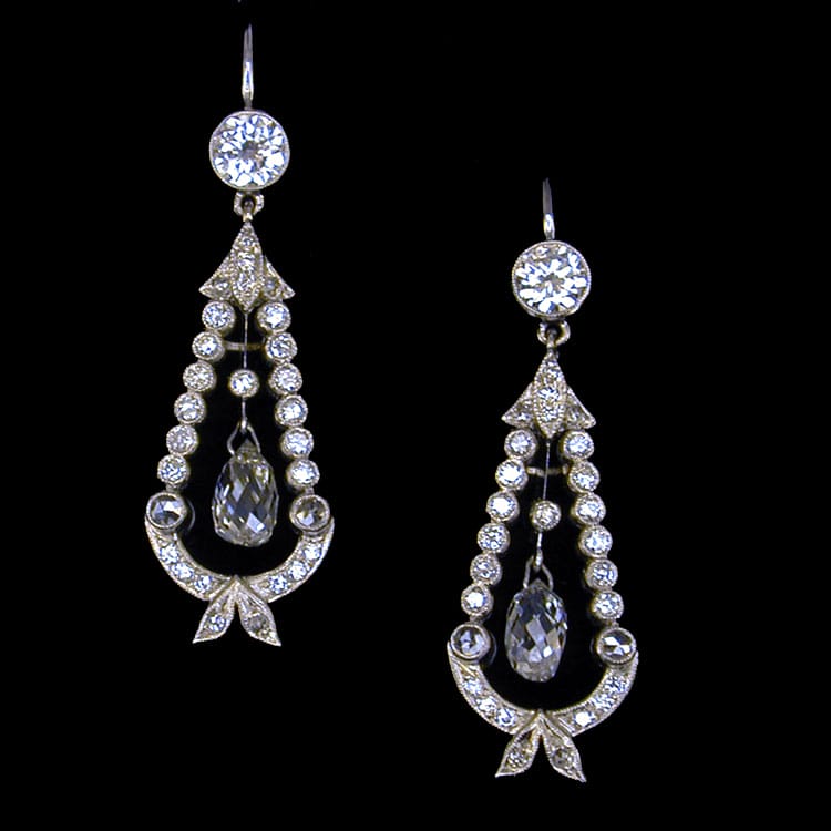 A Pair Of Diamond-set Drop Earrings