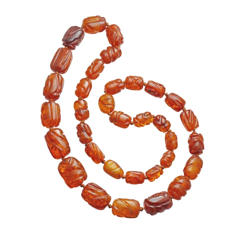A 19th century amber bead necklace