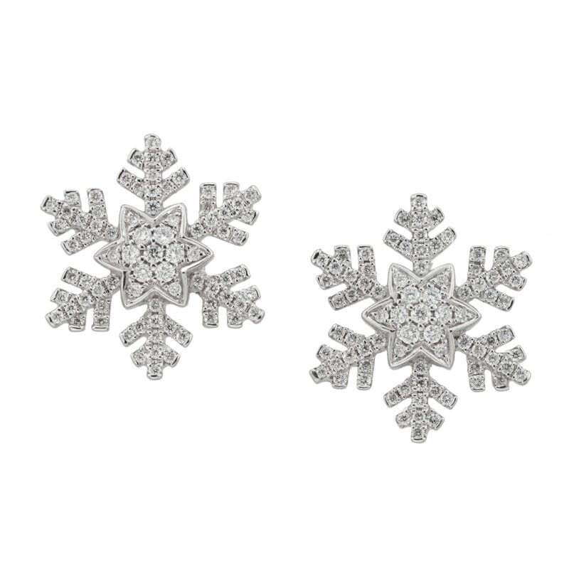A pair of diamond-set snowflake earrings