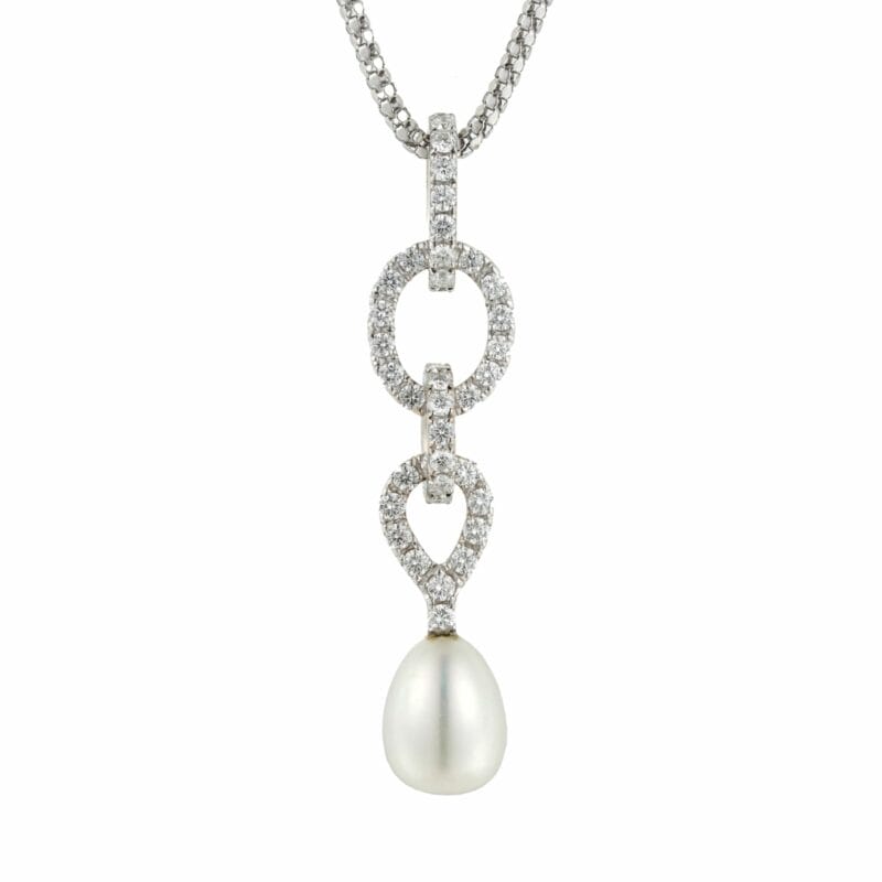 A Cultured Pearl And Diamond Pendant