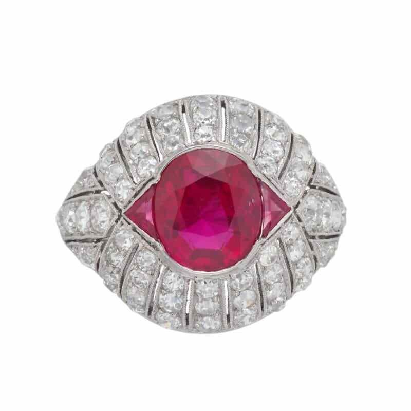 A French Art Deco Mogok Burma Ruby And Diamond Ring