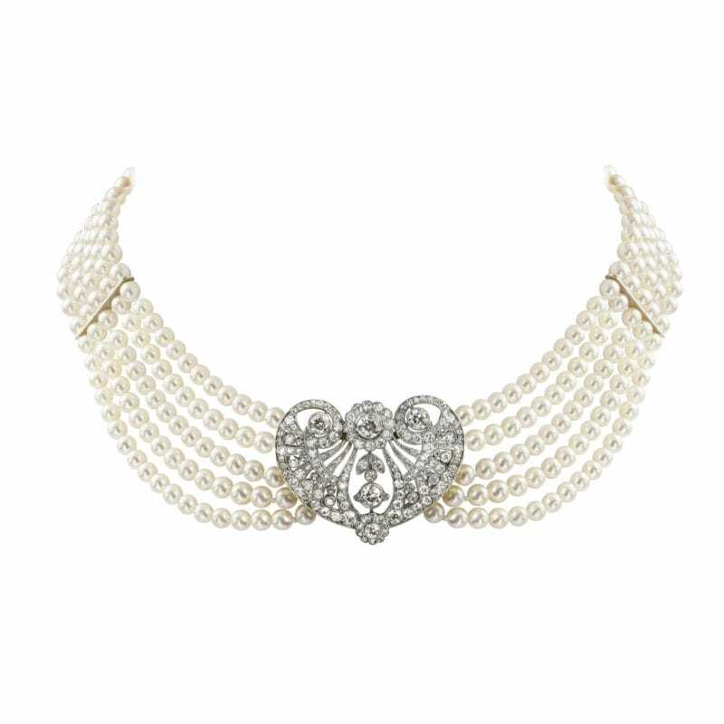 A Diamond And Cultured Pearl Necklace