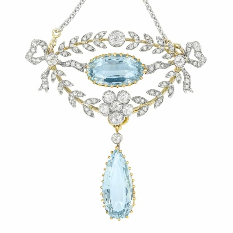 A Late Victorian Aquamarine And Diamond Brooch/pendant