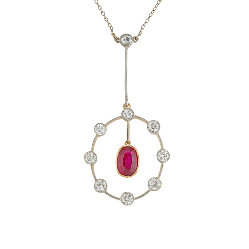 An early 20th century ruby and diamond pendant