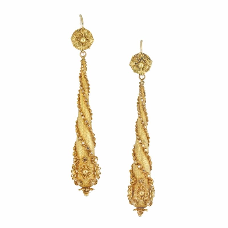 A Pair Of Late Georgian Gold Drop Earrings