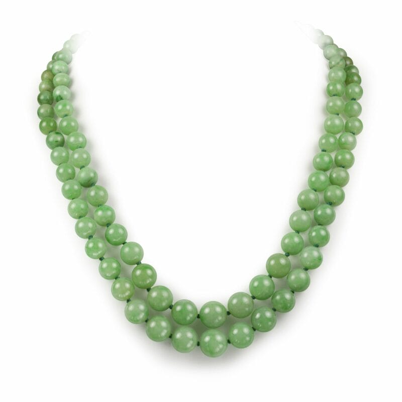 A Double Row Graduated Jade Necklace