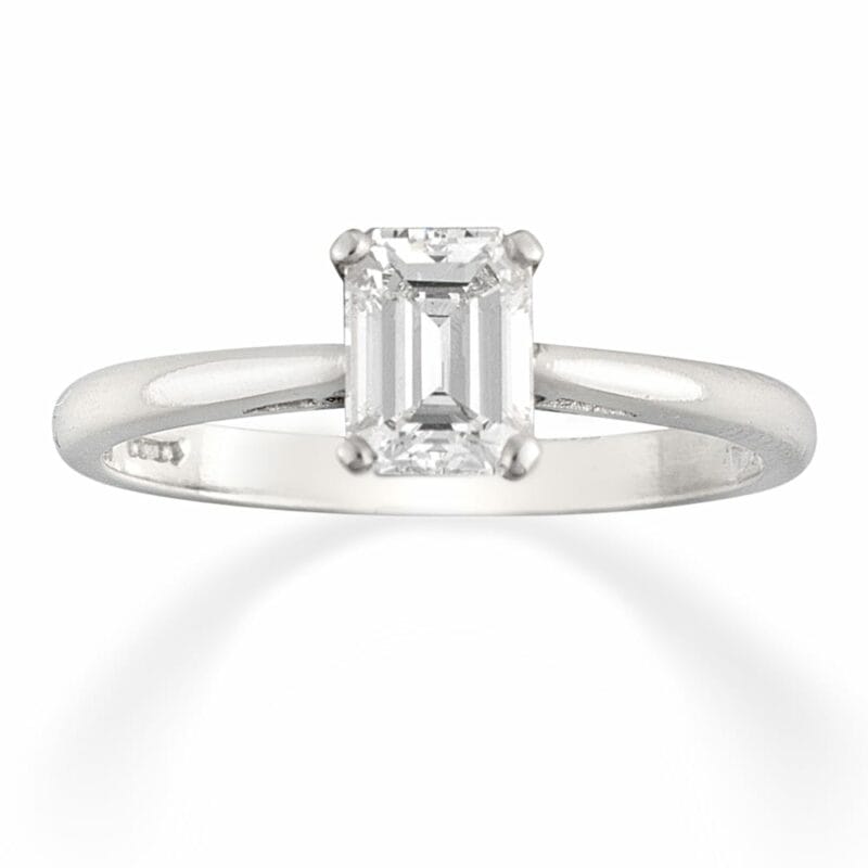 A Single Stone Solitaire Emerald-cut Diamond Ring