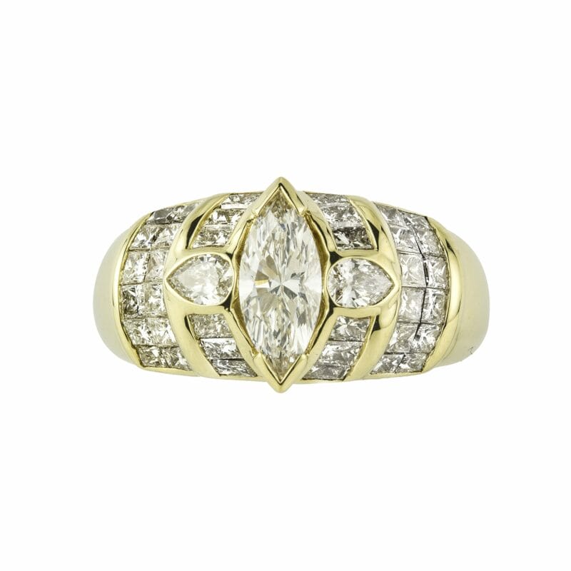 A Domed Diamond Yellow Gold Ring