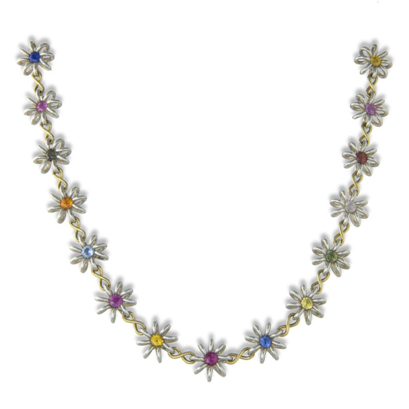 A Multi-sapphire Flower Necklace By Lucie Heskett-brem