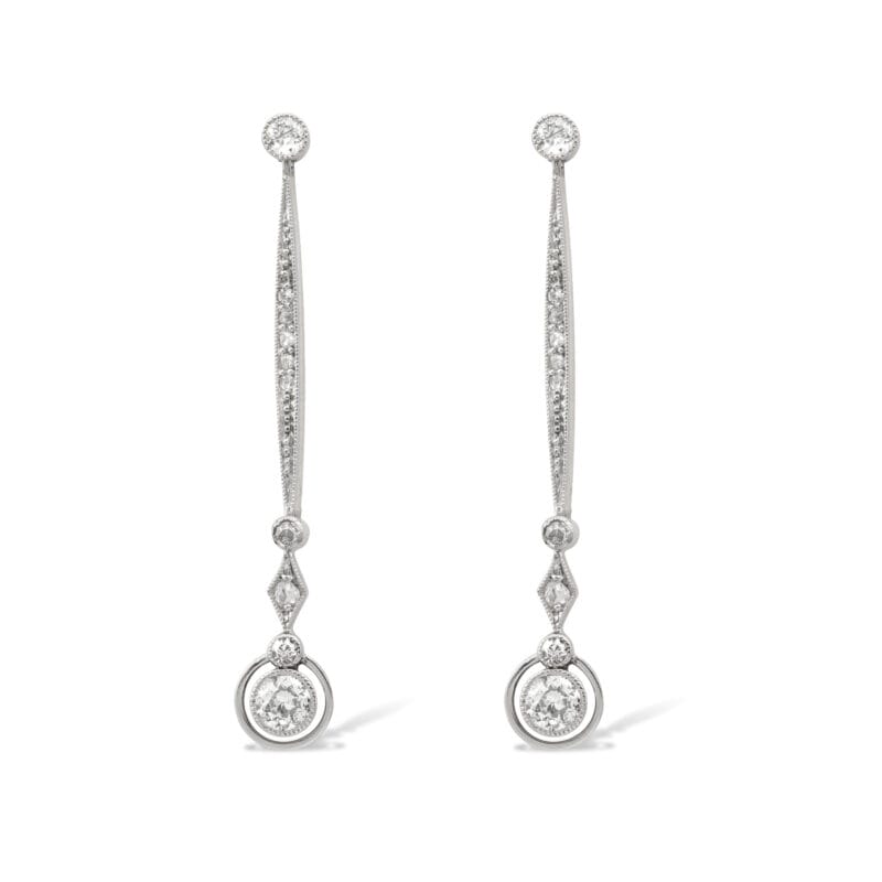 A pair of vintage diamond drop earrings