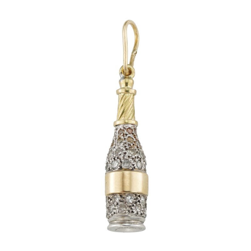 A diamond-set champagne bottle pendant