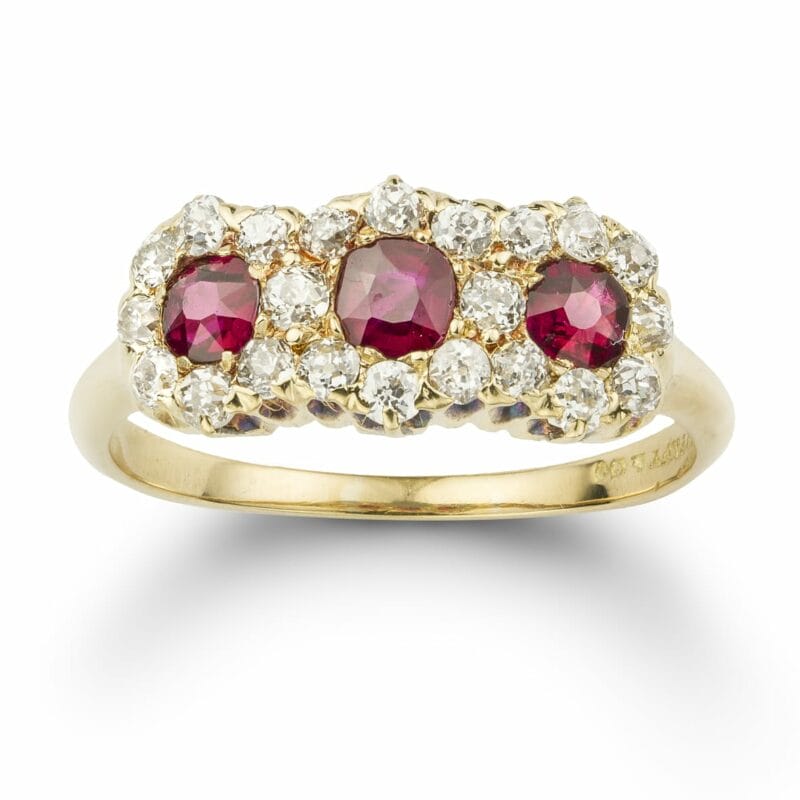 A Ruby And Diamond Triple Cluster Ring By Tiffany & Co